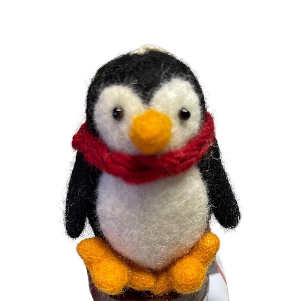 Pokey Penguin Handmade Felted Wool Ornament for Hanging or Shelf Sitter - Picture 4 of 4